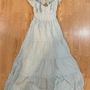 Elegant Light Blue Tiered Maxi Dress